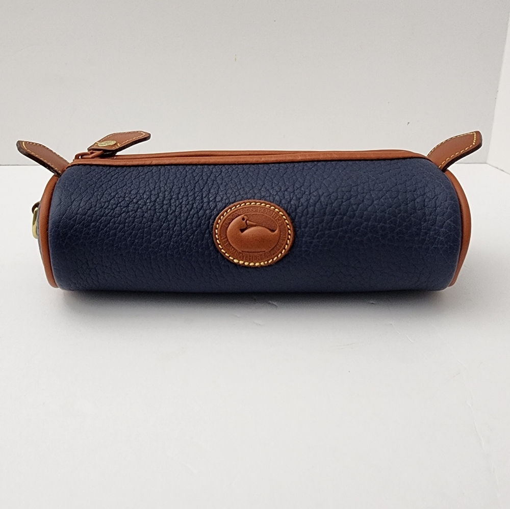 Dooney and Bourke Leather Barrel Cosmetic Bag Navy Vintage